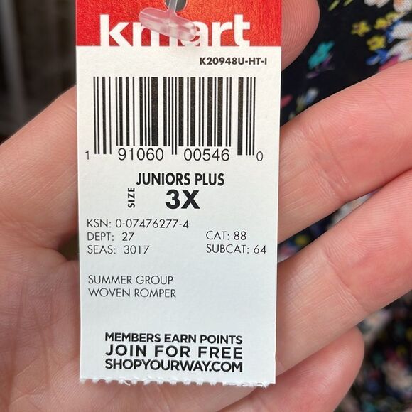 Joe Boxer boho black floral print romper with pockets 3X NWT - Picture 11 of 15